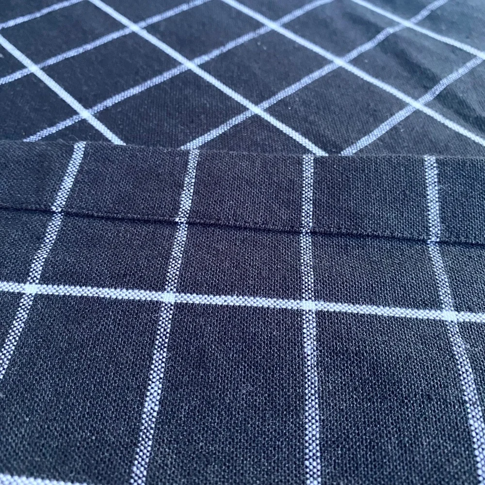 Sur La Table Black & White Grid Cotton Table Runner 16x108" – Modern Minimalist - Picture 8 of 11